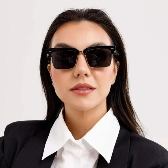 NEW Miu Miu MU10ZS 1AB5S0 Black Dark Grey Square Unisex Sunglasses 0MU 10ZS main image 8